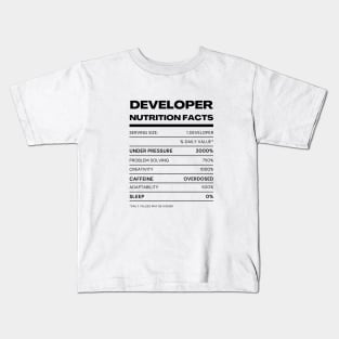 Funny Developer Nutrition Facts Kids T-Shirt